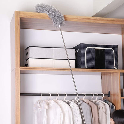 Microfiber Feather Duster Bendable & Extendable Fan Cleaning Duster with 100 inches Expandable Pole Handle Washable Duster for High Ceiling Fans, Window Blinds, Furniture