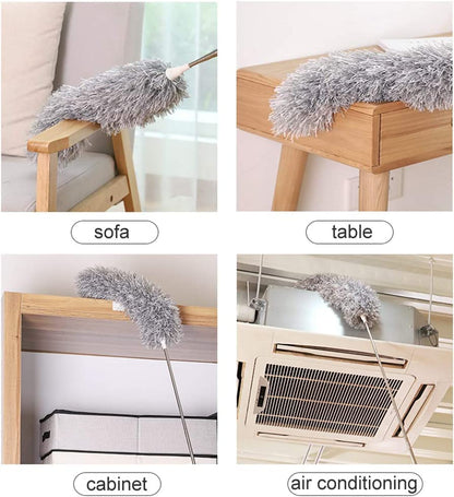 Microfiber Feather Duster Bendable & Extendable Fan Cleaning Duster with 100 inches Expandable Pole Handle Washable Duster for High Ceiling Fans, Window Blinds, Furniture