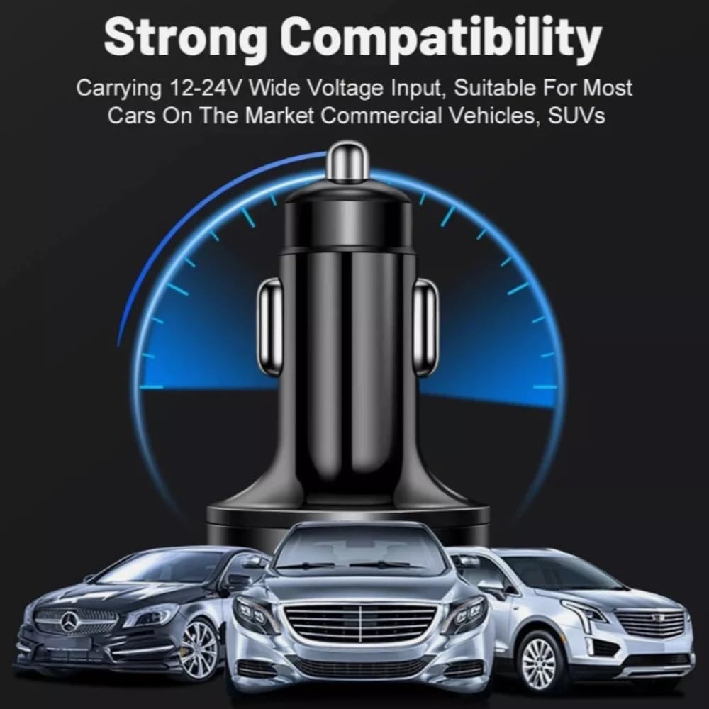 6-in-1 Car Charger: 2 Type-C & 4 USB Ports
