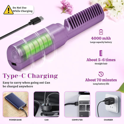 Rechargeable Hair Comb Straightener