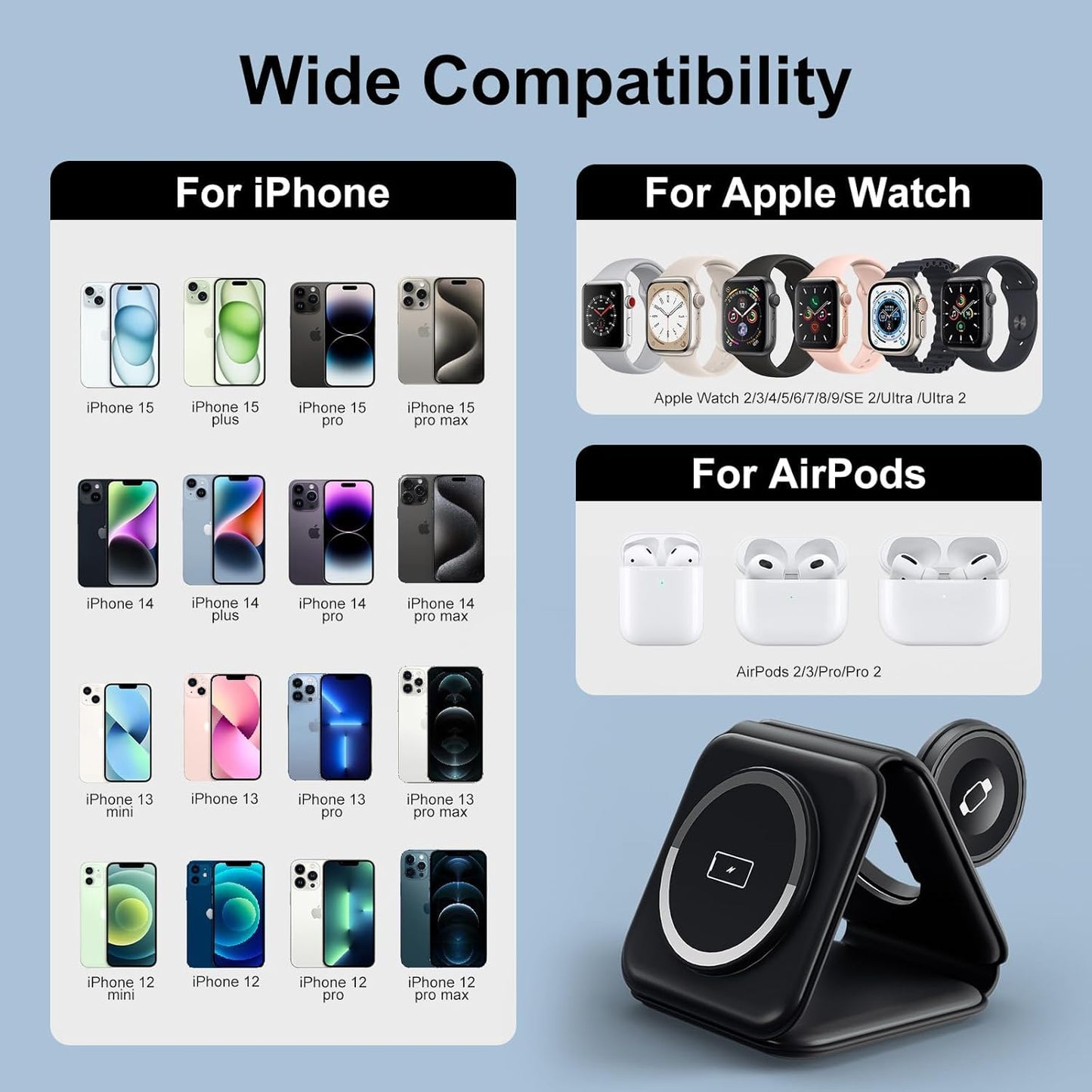 Wireless Charger Dock for Apple Devices