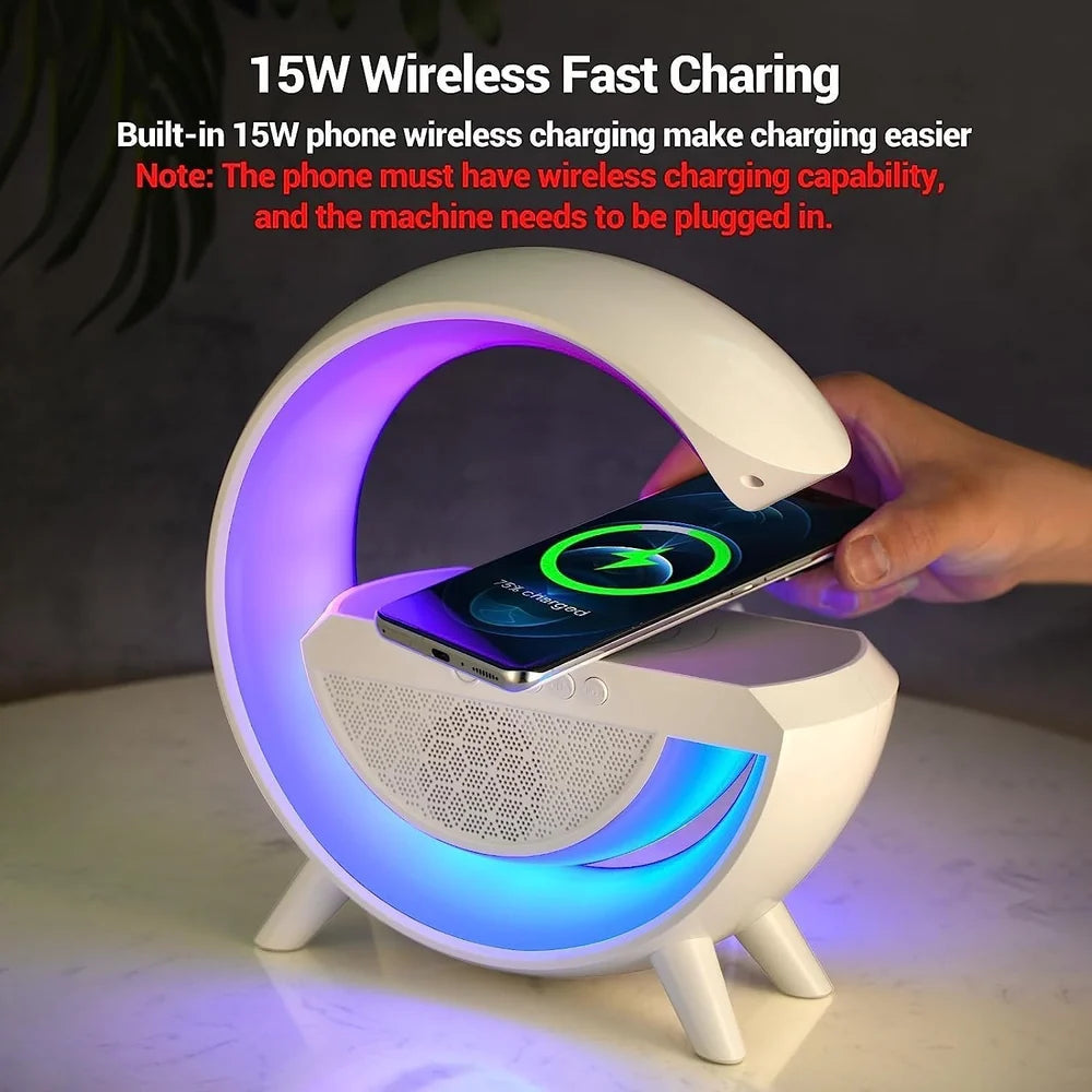 G-Shape Multi-functional Wireless Charger Lamp with Bluetooth Speaker